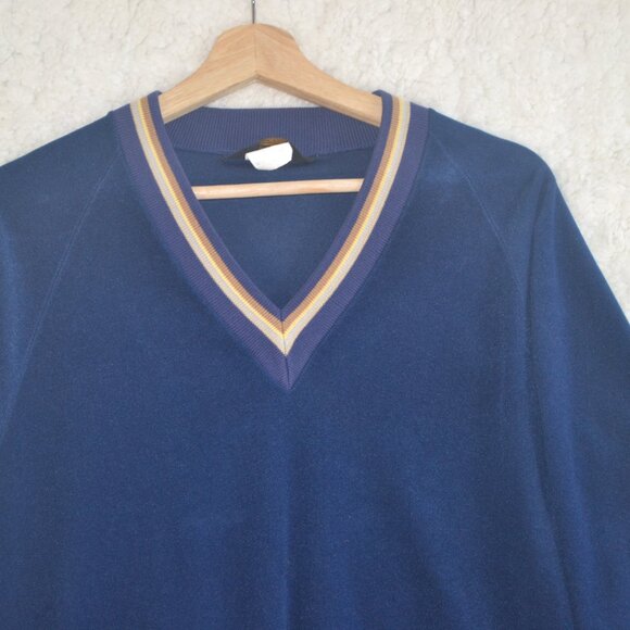 Vintage Lee Velour Long Sleeve Pullover V Neck Mens XL Soft Blue Sweatshirt - Picture 3 of 9
